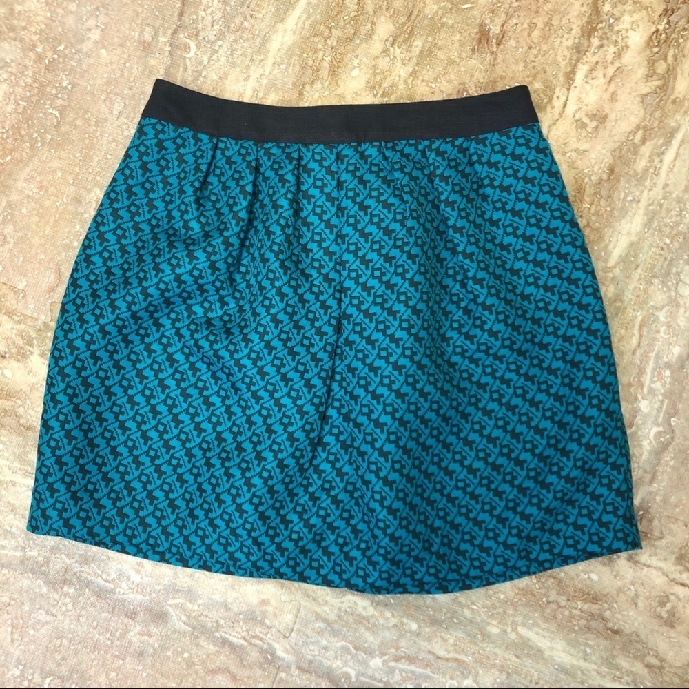 Mossimo printed teal black flare skirt